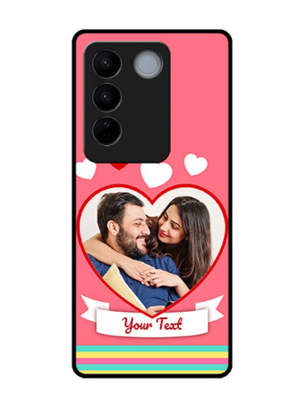 Custom Vivo V27 Custom Metal Phone CaseLove Shapes Doodle Design