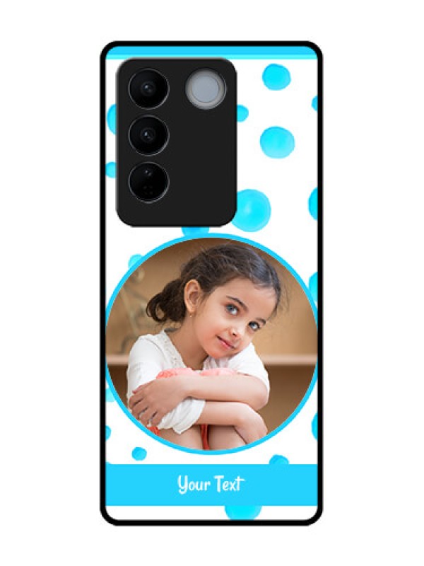 Custom Vivo V27 Custom Metal Phone CaseBlue Bubbles Pattern Design