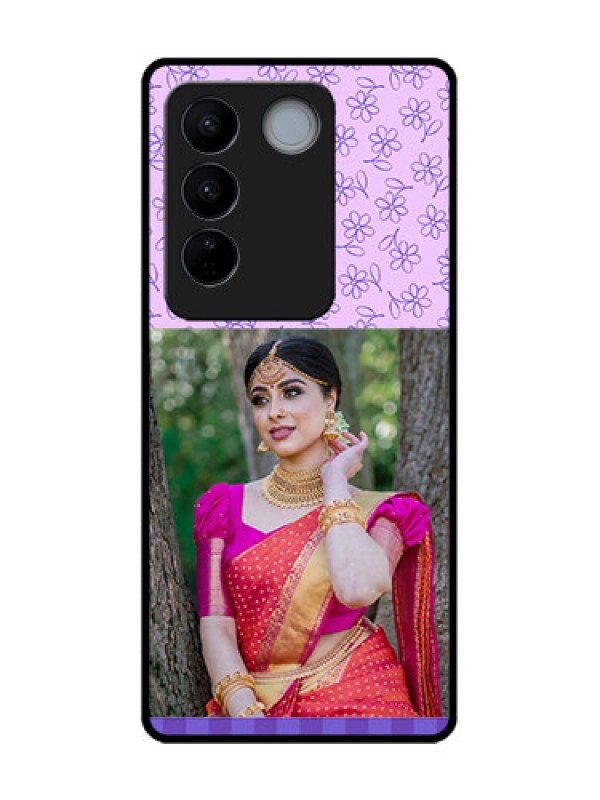 Custom Vivo V27 Custom Metal Phone CasePurple Floral Design