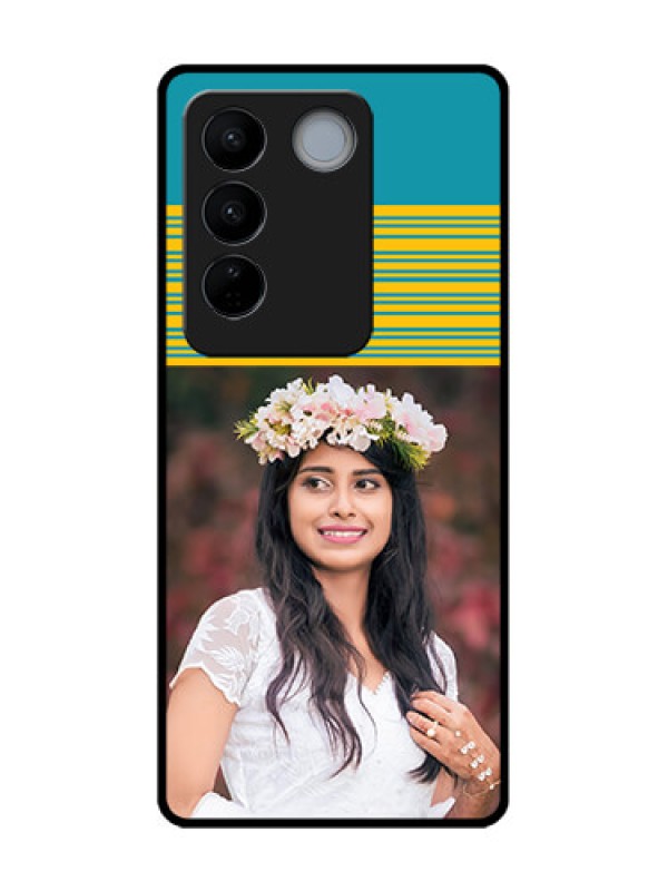 Custom Vivo V27 Custom Metal Phone CaseYellow and Blue Design