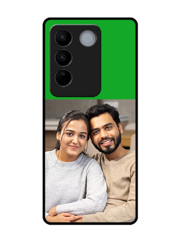 Custom Vivo V27 Custom Metal Phone CaseGreen Pattern Design