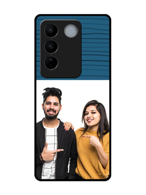 Custom Vivo V27 Custom Metal Phone CaseBlue Pattern Cover Design