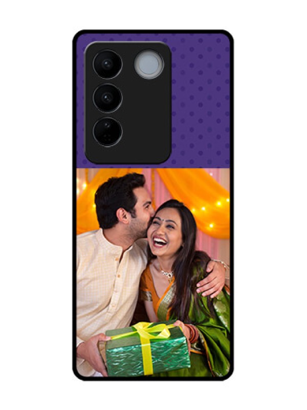 Custom Vivo V27 Custom Metal Phone CaseViolet Colored Pattern Design