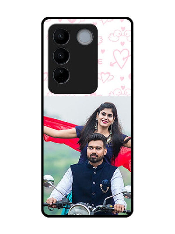 Custom Vivo V27 Custom Metal Phone CasePink Flying Heart Design