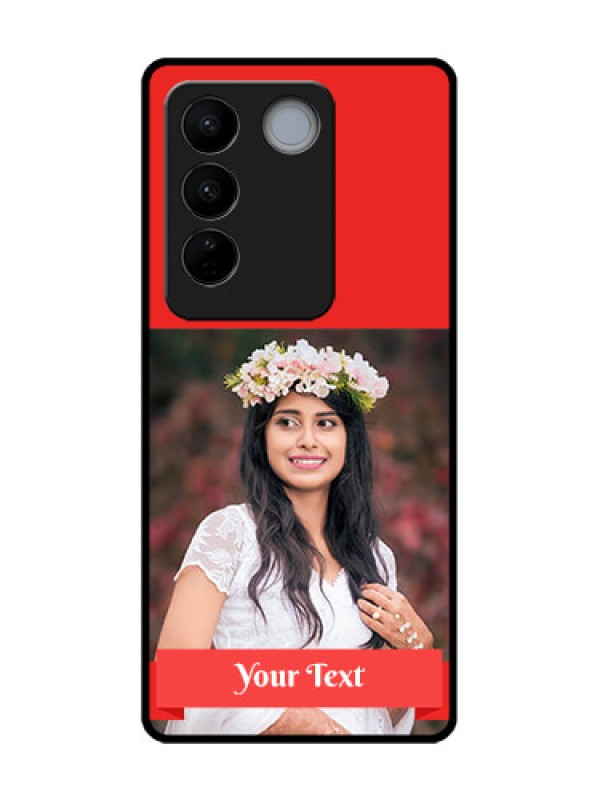 Custom Vivo V27 Custom Metal Phone CaseSimple Red Color Design