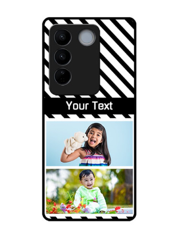 Custom Vivo V27 Custom Metal Phone CaseBlack And White Stripes Design