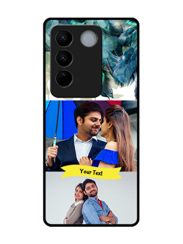 Custom Vivo V27 Custom Metal Phone CaseImage With Boho Peacock Feather Design