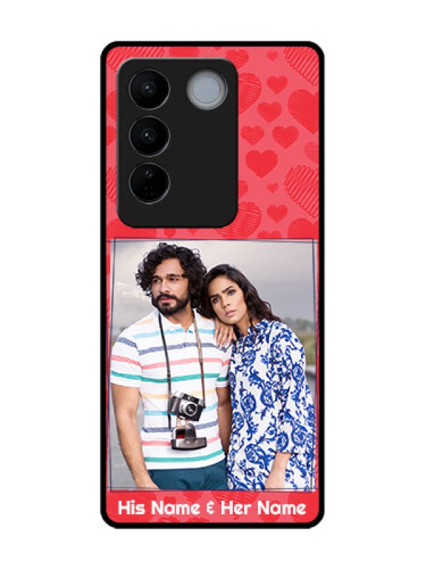 Custom Vivo V27 Custom Metal Phone CaseWith Red Heart Symbols Design