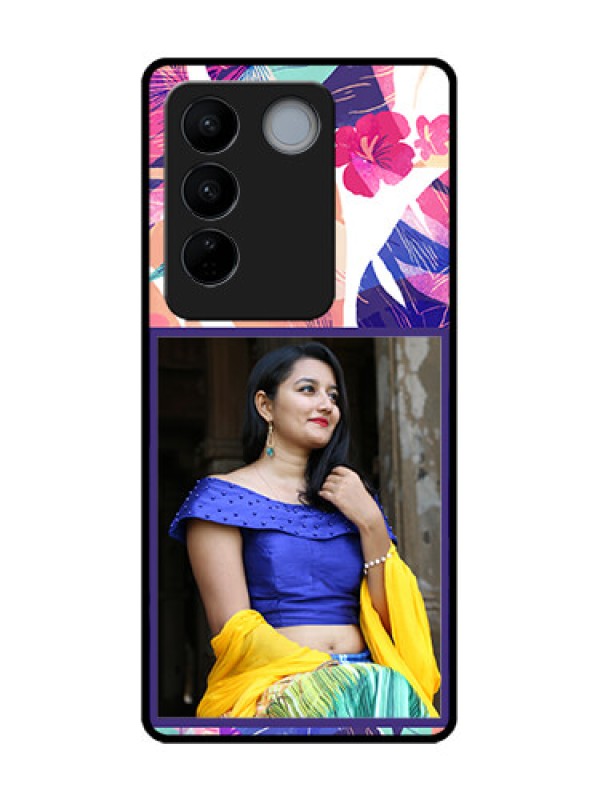 Custom Vivo V27 Custom Metal Phone CaseAbstract Floral Design