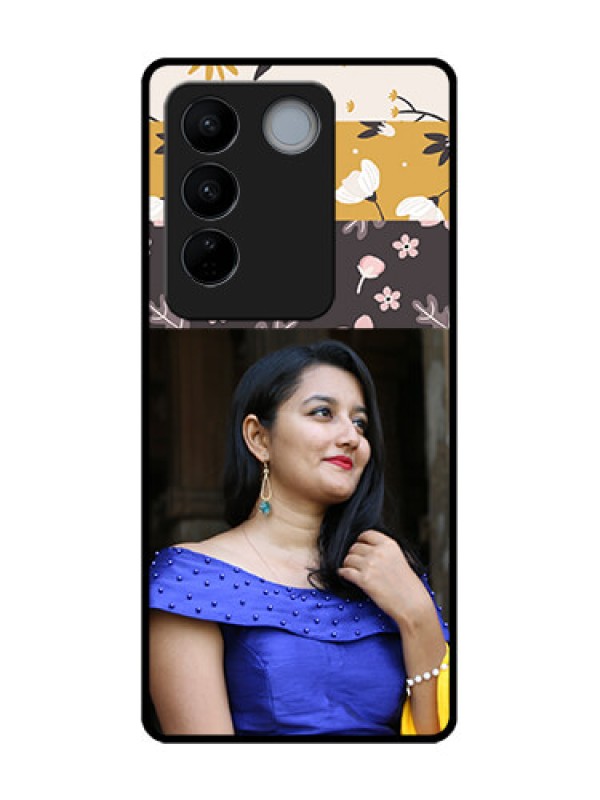 Custom Vivo V27 Custom Metal Phone CaseStylish Floral Design
