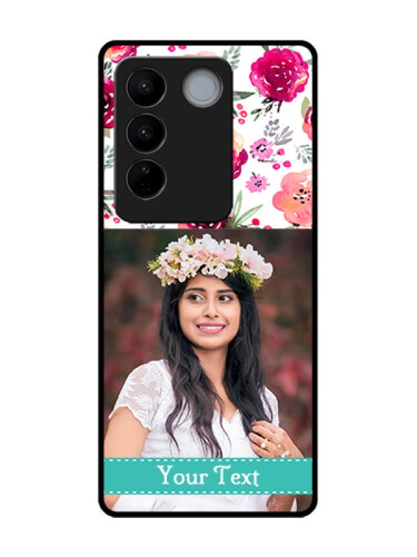 Custom Vivo V27 Custom Metal Phone CaseWater Colors Floral Design