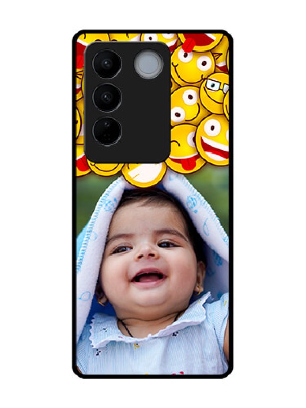 Custom Vivo V27 Custom Metal Phone CaseWith Smiley Emoji Design