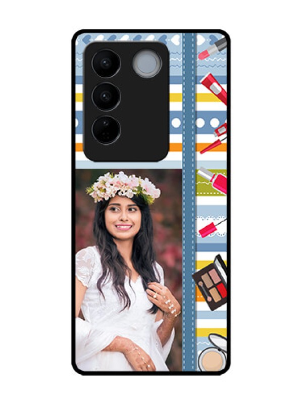 Custom Vivo V27 Custom Metal Phone CaseMakeup Icons Design