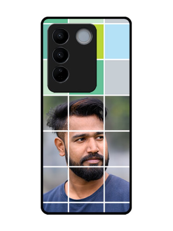 Custom Vivo V27 Custom Metal Phone CaseWith White Box Pattern