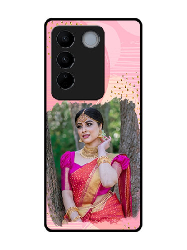 Custom Vivo V27 Custom Metal Phone CaseGold Glitter Splash Design