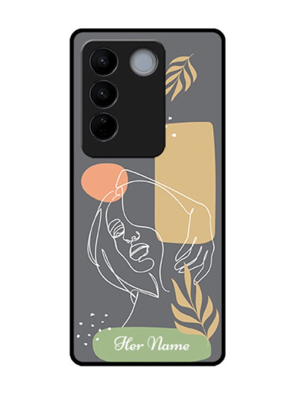 Custom Vivo V27 Custom Metal Phone CaseGazing Woman Line Art Design