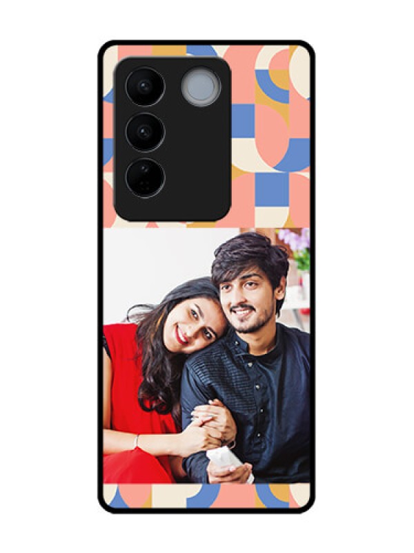 Custom Vivo V27 Custom Metal Phone CaseSemi - Circle Maze Pattern Design