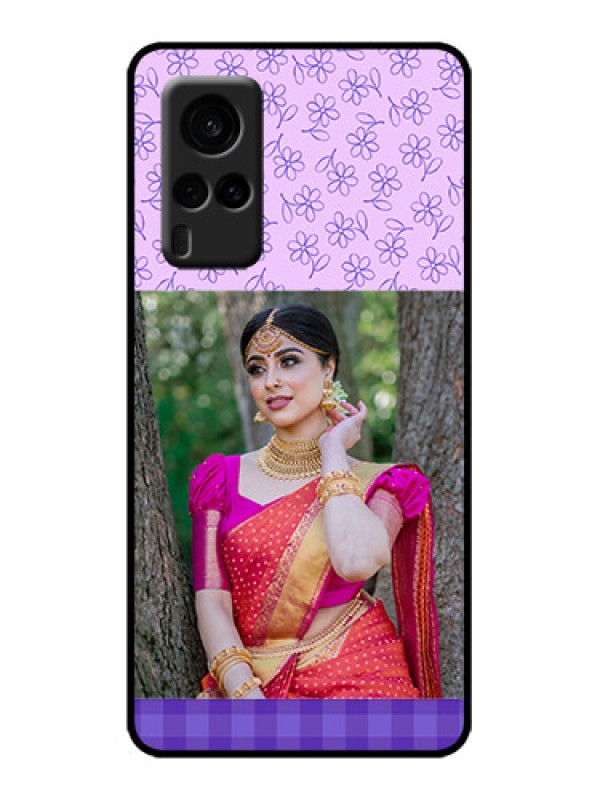 Custom Vivo X60 5G Custom Metal Phone Case - Purple Floral Design