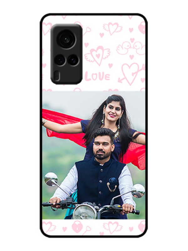 Custom Vivo X60 5G Custom Metal Phone Case - Pink Flying Heart Design