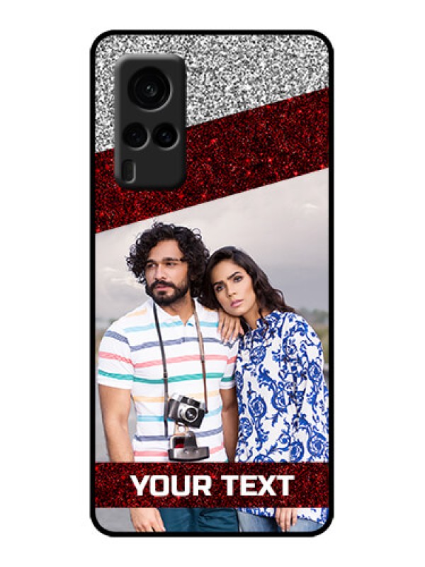 Custom Vivo X60 5G Custom Metal Phone Case - Image Holder With Glitter Strip Design
