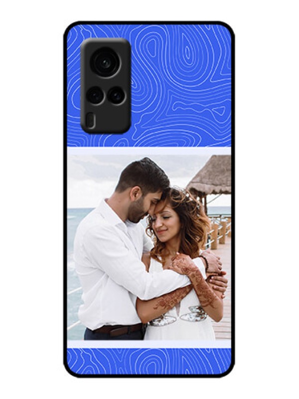 Custom Vivo X60 5G Custom Metal Phone Case - Curved Line Art With Blue And White Design