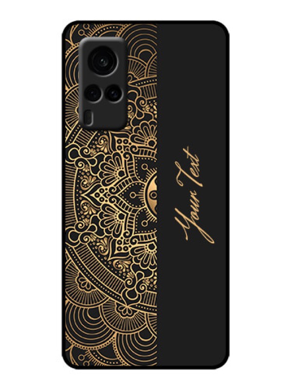 Custom Vivo X60 5G Custom Metal Phone Case - Mandala Art With Custom Text Design