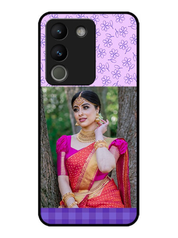 Custom Vivo Y200 5G Custom Metal Phone Case - Purple Floral Design