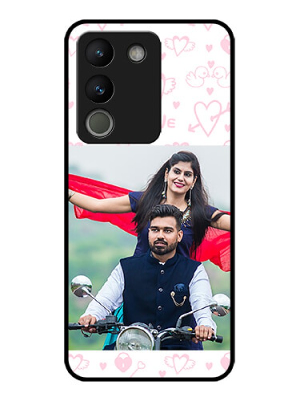 Custom Vivo Y200 5G Custom Metal Phone Case - Pink Flying Heart Design