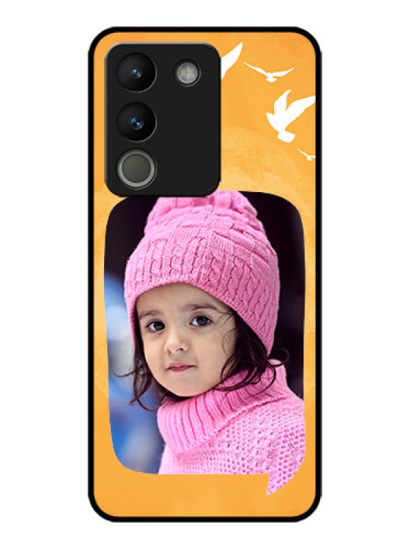 Custom Vivo Y200 5G Custom Metal Phone Case - Water Color Design With Bird Icons