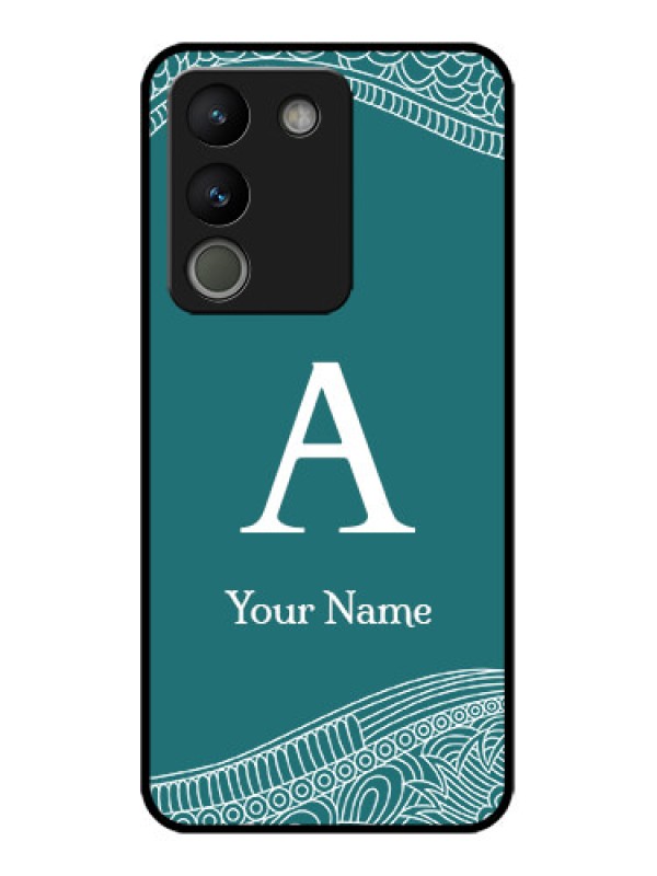 Custom Vivo Y200 5G Custom Metal Phone Case - Line Art Pattern With Custom Name Design