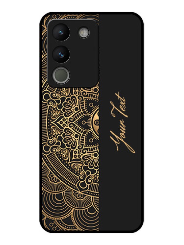 Custom Vivo Y200 5G Custom Metal Phone Case - Mandala Art With Custom Text Design