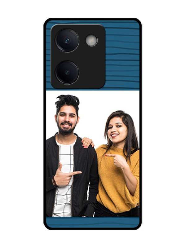 Custom Vivo Y200 Pro 5G Custom Metal Phone Case - Blue Pattern Cover Design