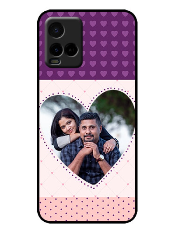 Custom Vivo Y21 Custom Metal Phone Case - Violet Love Dots Design