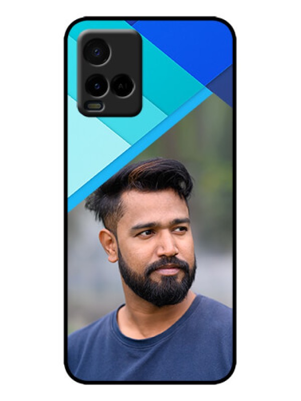 Custom Vivo Y21 Custom Metal Phone Case - Blue Pattern Design