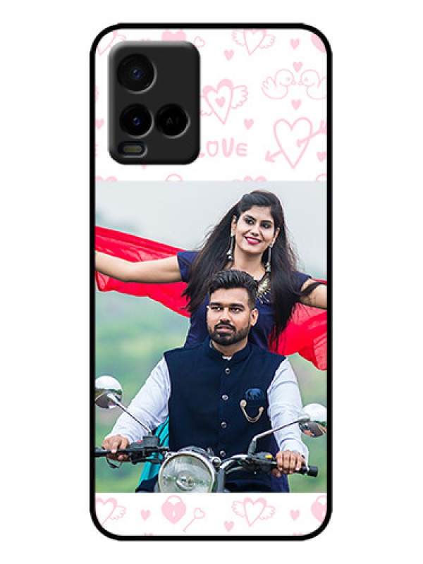 Custom Vivo Y21 Custom Metal Phone Case - Pink Flying Heart Design