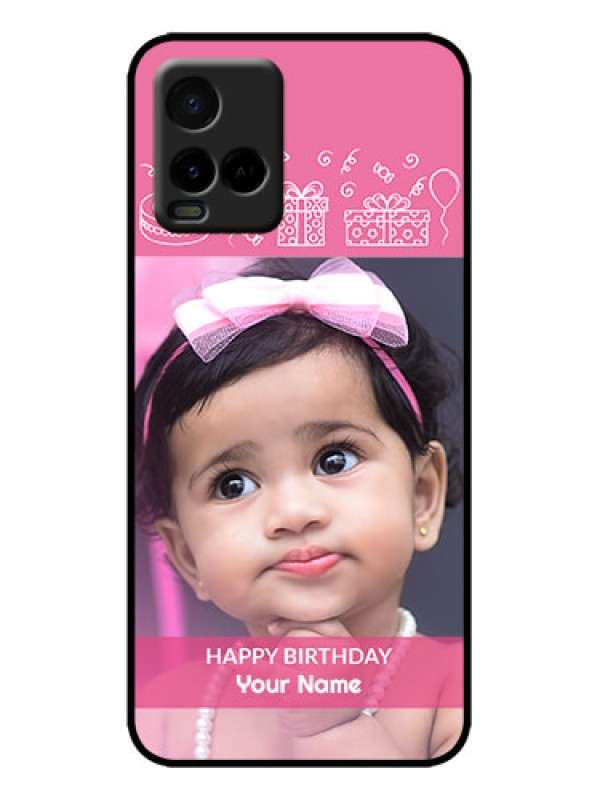 Custom Vivo Y21 Custom Metal Phone Case - With Birthday Line Art Design