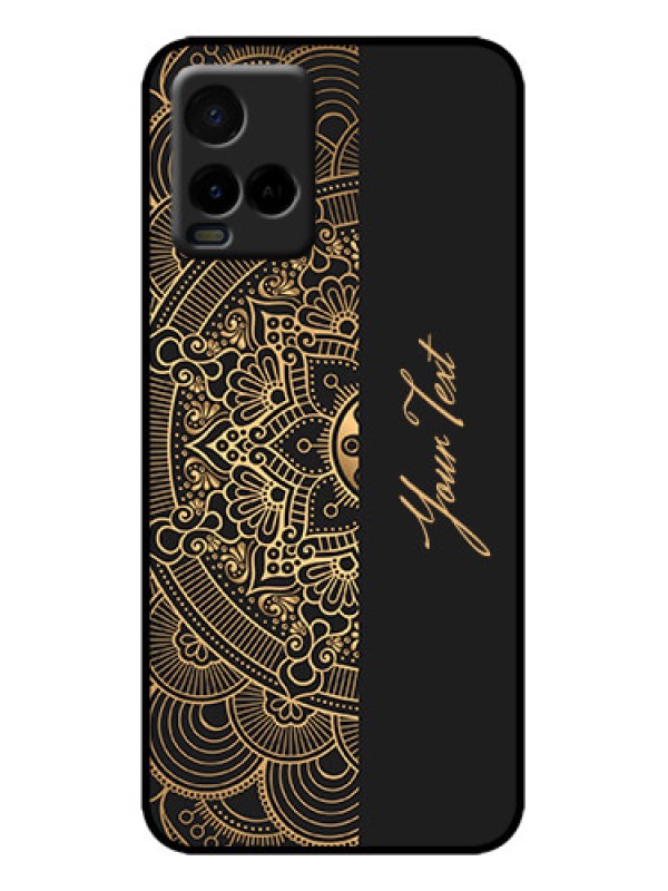 Custom Vivo Y21 Custom Metal Phone Case - Mandala Art With Custom Text Design