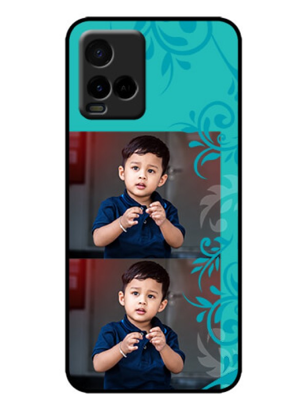 Custom Vivo Y21G Custom Metal Phone Case - With Photo And Green Floral Design