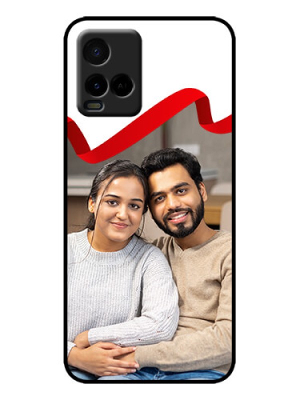 Custom Vivo Y21G Custom Metal Phone Case - Red Ribbon Frame Design