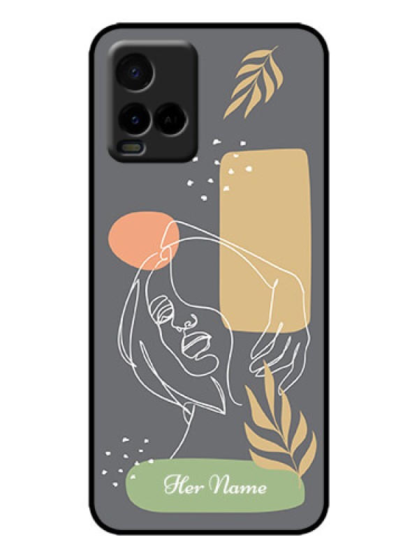 Custom Vivo Y21G Custom Metal Phone Case - Gazing Woman Line Art Design