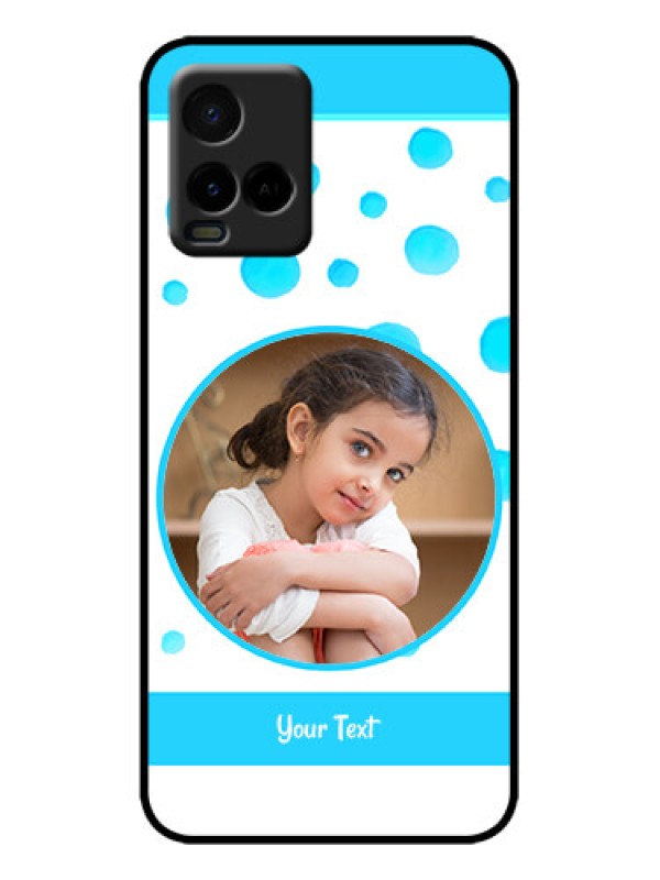 Custom Vivo Y21T Custom Metal Phone Case - Blue Bubbles Pattern Design