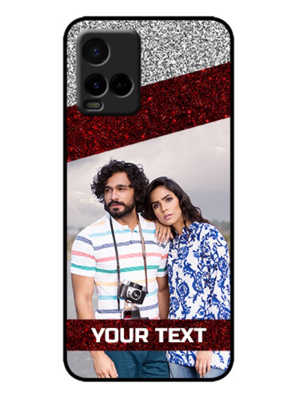 Custom Vivo Y21T Custom Metal Phone Case - Image Holder With Glitter Strip Design