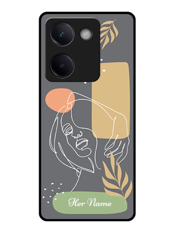 Custom Vivo Y300 Plus 5G Custom Metal Phone Case - Gazing Woman Line Art Design