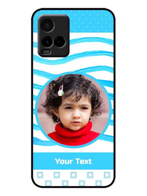 Custom Vivo Y33s Custom Metal Phone Case - Simple Blue Case Design