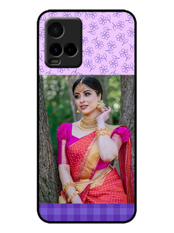Custom Vivo Y33s Custom Metal Phone Case - Purple Floral Design