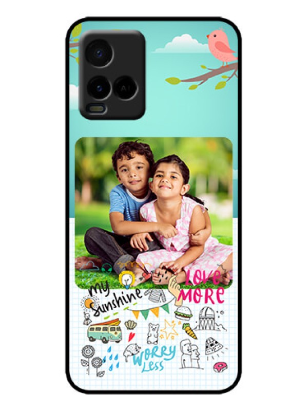 Custom Vivo Y33s Custom Metal Phone Case - Doodle Love Design