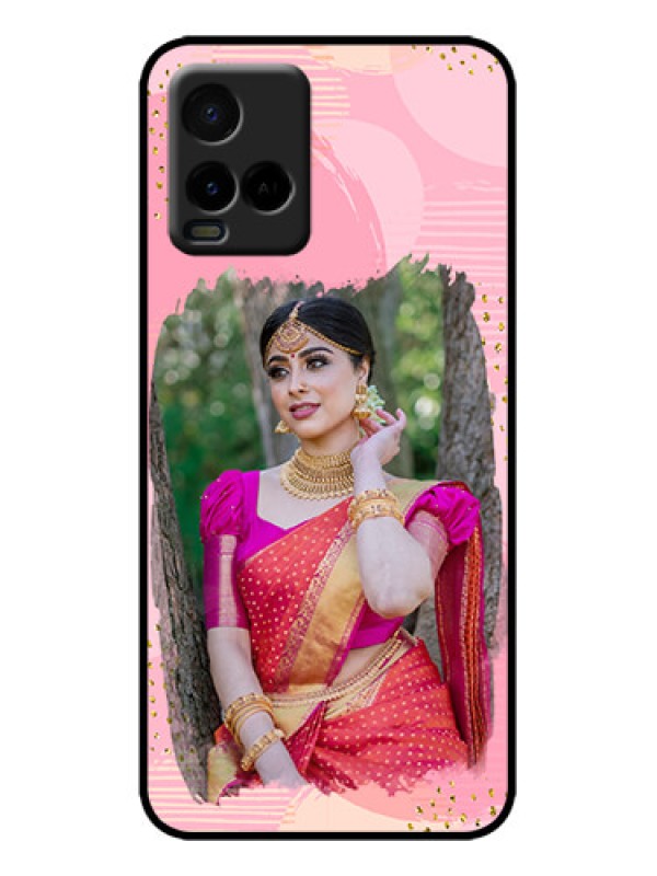 Custom Vivo Y33s Custom Metal Phone Case - Gold Glitter Splash Design