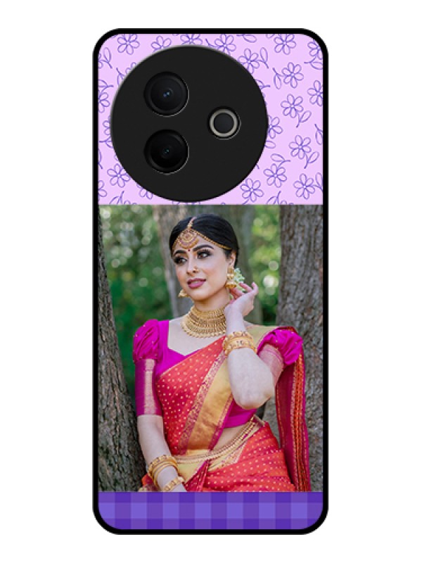 Custom Vivo Y39 5G Custom Metal Phone Case - Purple Floral Design