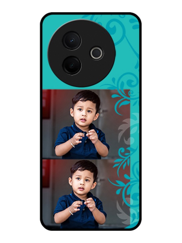 Custom Vivo Y39 5G Custom Metal Phone Case - With Photo And Green Floral Design