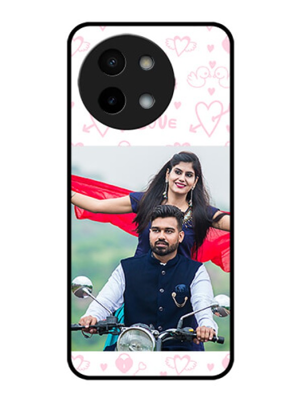 Custom Vivo Y58 5G Custom Metal Phone Case - Pink Flying Heart Design